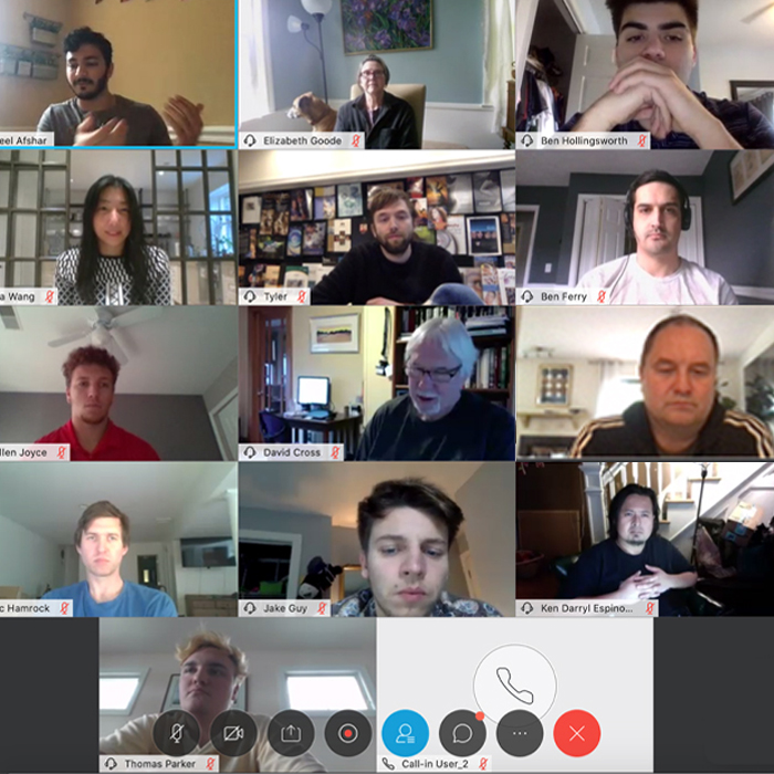 Startup Accelerator cohort on a Zoom call